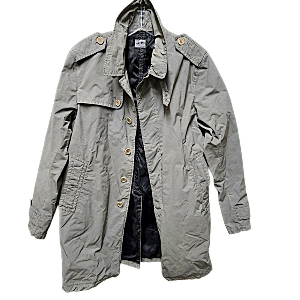 💥VINTAGE CP COMPANY CANVAS TRENCH COAT SIZE MENS MED. LIGHT GREEN COLOR💥